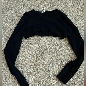 Zara Black Cropped Long-Sleeve Knit Top